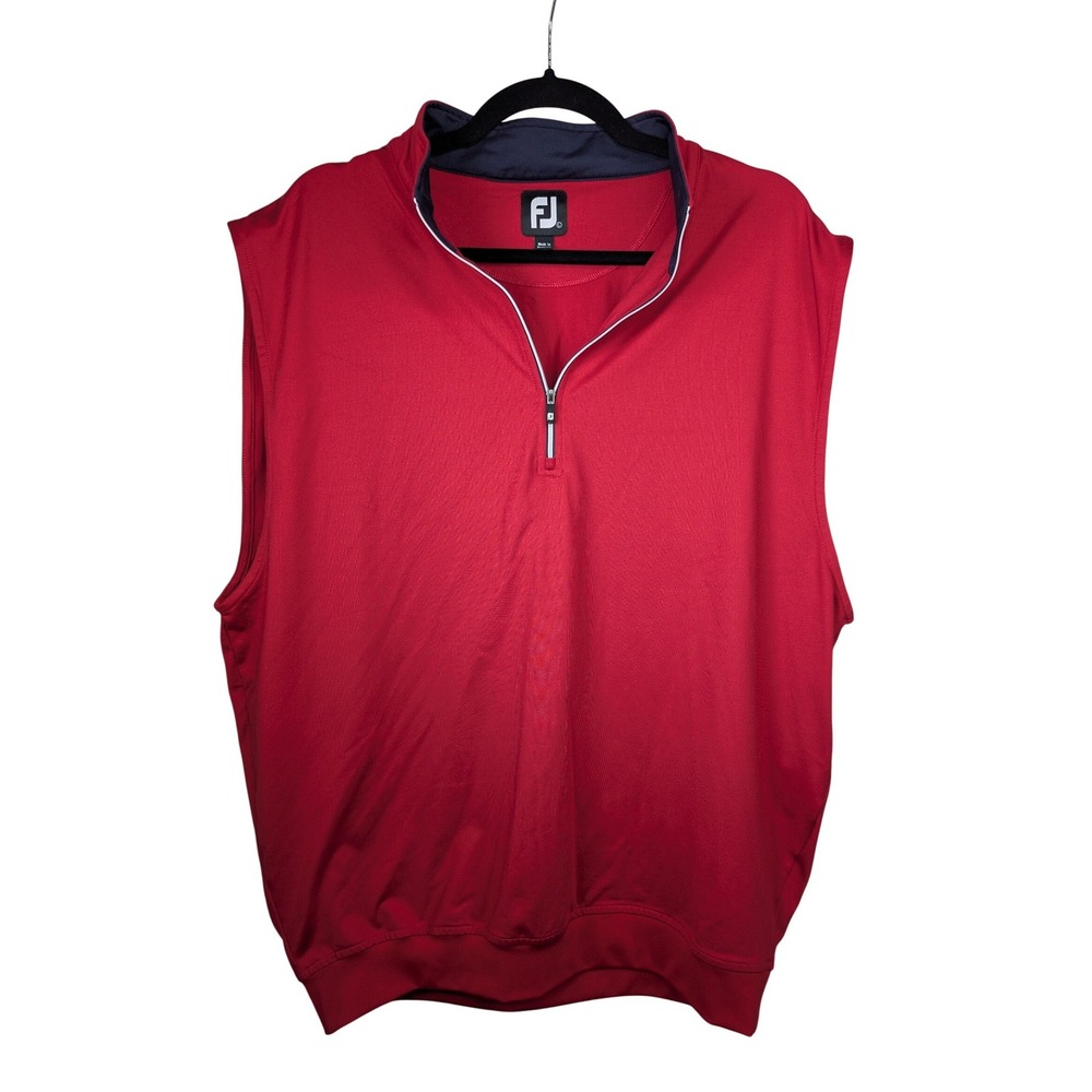 FootJoy Vest Mens Large Red Quarter Zip Golf Sleeveless Stretch Pullover Outdoor